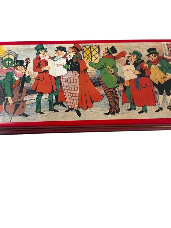 Charles Dickens Christmas Carolers Candy Tin Vintage Candle Tin Home 1960 - Picture 1 of 13